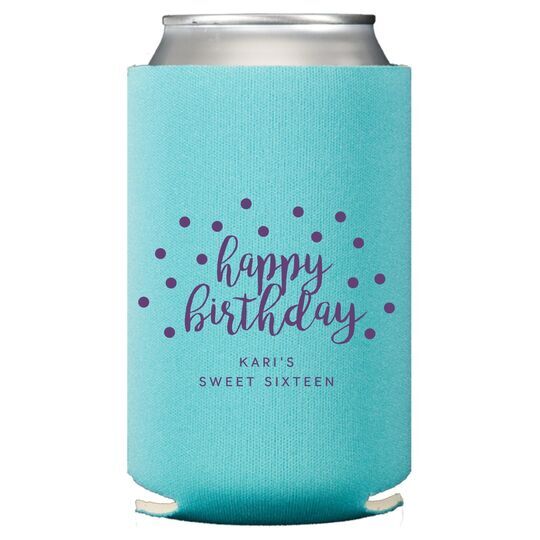 Confetti Dots Happy Birthday Collapsible Koozies